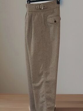 NwoT Banana Republic Women’s Tan Herringbone High Rise Pleated Trousers/Ghurka-8